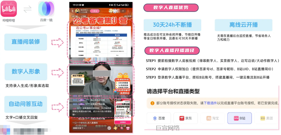 B站广告投放数字人直播能力
