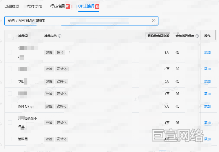 B站广告平台UP主推词
